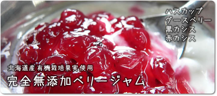 北海道産有機栽培果実（ハスカップ・グースベリー・黒カシス・赤カシス）使用の完全無添加ベリージャム